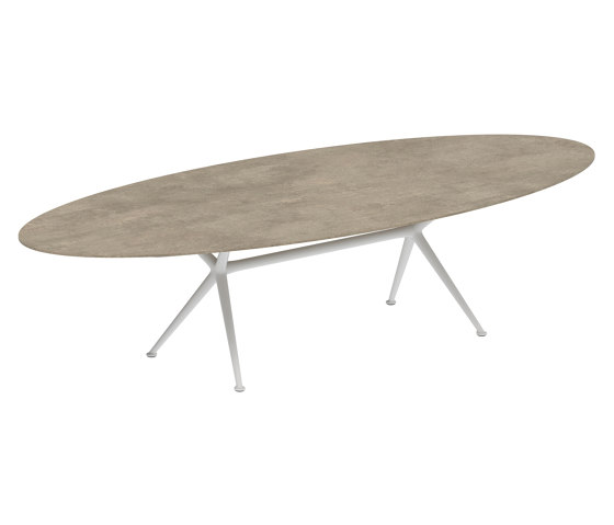 Exes table 320x140cm oval coated aluminium & plateau en céramique ou teck | Tables de repas | Royal Botania