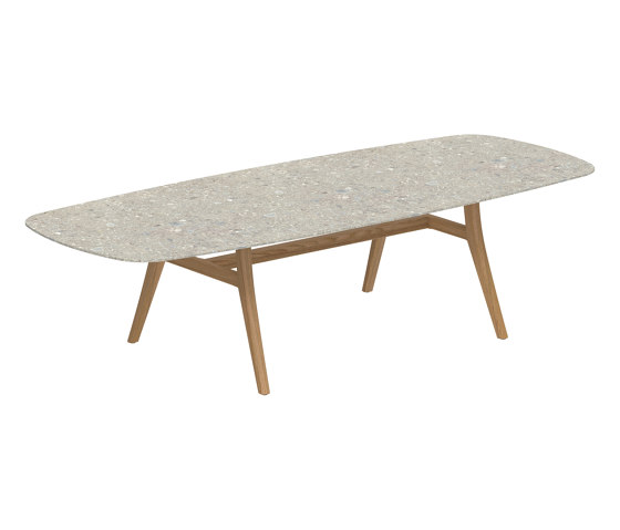 Zidiz table 300x120cm oval coated aluminium or teak & ceramic top | Tavoli pranzo | Royal Botania