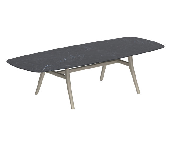 Zidiz table 300x120cm ovale aluminium ou teck & plateau en céramique | Tables de repas | Royal Botania