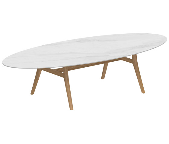 Zidiz table 320x140cm ellipse coated aluminium or teak & ceram top | Dining tables | Royal Botania