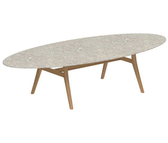 Zidiz table 320x140cm ellipse coated aluminium or teak & ceram top | Tavoli pranzo | Royal Botania