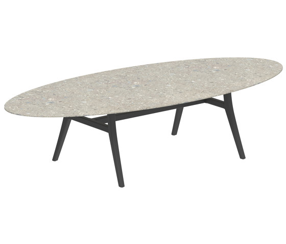 Zidiz table 320x140cm ellipse coated aluminium or teak & ceram top | Dining tables | Royal Botania