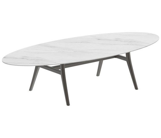 Zidiz table 320x140cm ellipse coated aluminium or teak & ceram top | Tavoli pranzo | Royal Botania