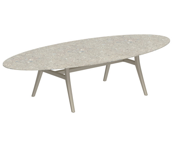 Zidiz table 320x140cm ellipse coated aluminium or teak & ceram top | Tavoli pranzo | Royal Botania