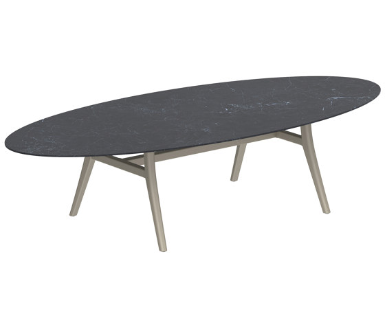 Zidiz table 320x140cm ellipse coated aluminium or teak & ceram top | Tavoli pranzo | Royal Botania