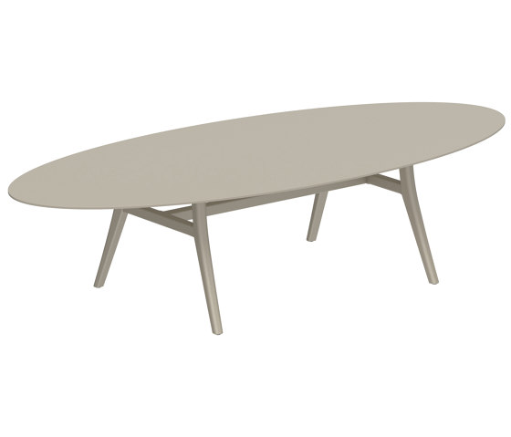 Zidiz table 320x140cm ellipse coated aluminium or teak & ceram top | Dining tables | Royal Botania