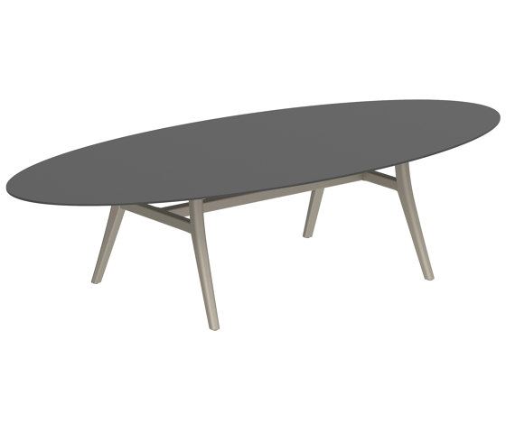 Zidiz table 320x140cm ellipse coated aluminium or teak & ceram top | Dining tables | Royal Botania