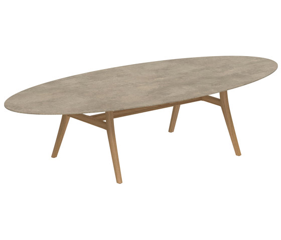 Zidiz table 320x140cm ellipse coated aluminium or teak & ceram top | Dining tables | Royal Botania