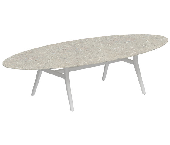 Zidiz table 320x140cm ellipse coated aluminium or teak & ceram top | Dining tables | Royal Botania