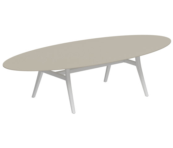 Zidiz table 320x140cm ellipse coated aluminium or teak & ceram top | Dining tables | Royal Botania