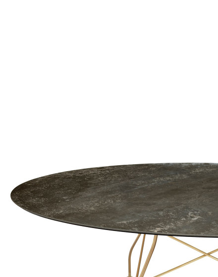 GLOSSY marble oval AGED BRONZE STRUCTURE: GOLD CHROME STEEL | Tavoli pranzo | Kartell