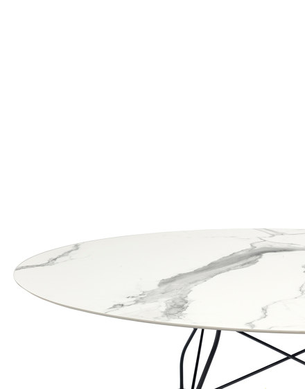 GLOSSY marble oval BIANCO STRUCTURE: MATT BLACK PAINTEED STEEL | Tavoli pranzo | Kartell