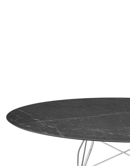 Glossy Marble Oval Black Structure: Chrome Steel | Dining tables | Kartell