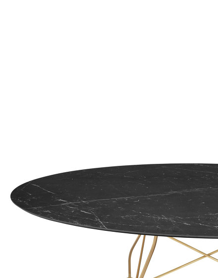 GLOSSY marble oval BLACK STRUCTURE: GOLD CHROME STEEL | Tavoli pranzo | Kartell