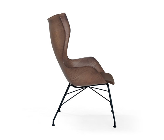 K/WOOD Slatted Ash/Leather Seat DARK WOOD / BLACK | Sessel | Kartell