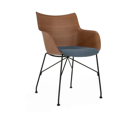 Q/Wood Soft Dark Wood/Black/Light Blue | Armchairs | Kartell