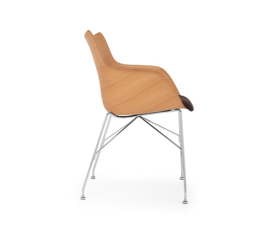 Q/Wood Soft Helles Holz/Chrom/Braun | Sessel | Kartell