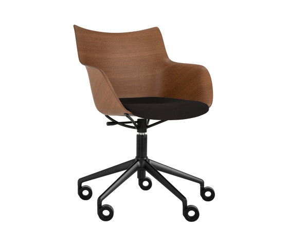 Q/Wood Wheels Soft Bois Foncé/Noir/Noir | Fauteuils | Kartell