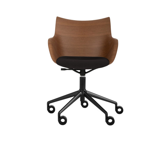 Q/Wood Rotelle Soft Legno Scuro/Nero/Nero | Poltrone | Kartell