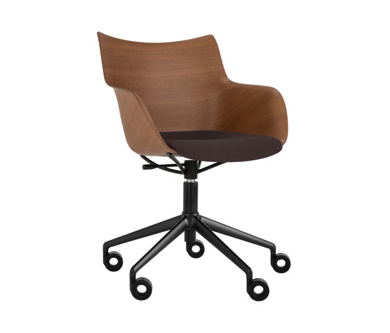 Q/WOOD Wheels Soft DARK WOOD/BLACK/BROWN | Armchairs | Kartell