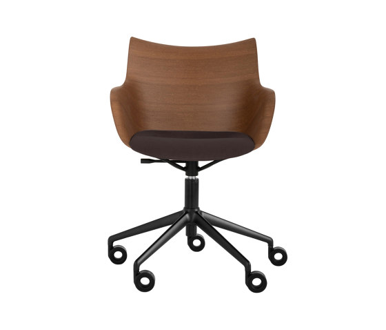 Q/WOOD Wheels Soft DARK WOOD/BLACK/BROWN | Armchairs | Kartell