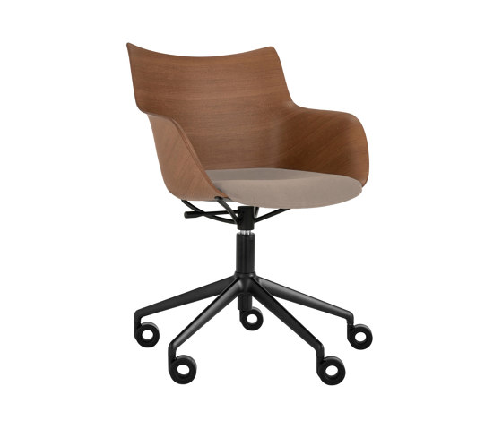 Q/WOOD Wheels Soft DARK WOOD/BLACK/BROWN | Fauteuils | Kartell