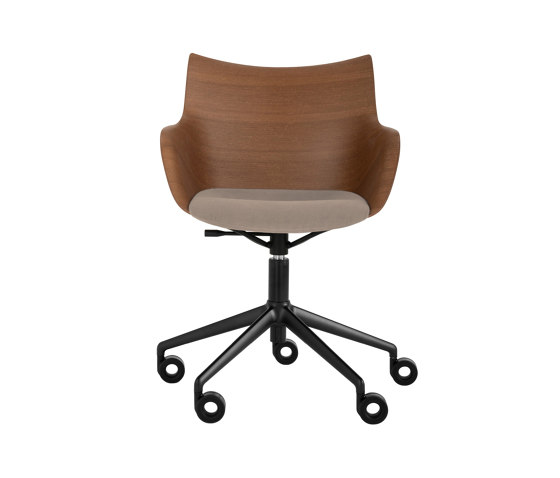 Q/Wood Rotelle Soft Legno Scuro/Nero/Ecrù | Poltrone | Kartell