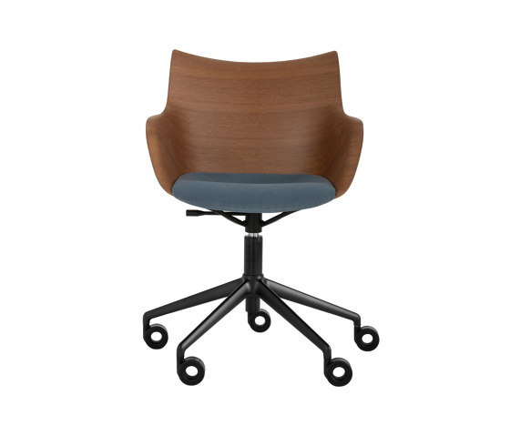 Q/WOOD Wheels Soft DARK WOOD/BLACK/LIGHT BLUE | Armchairs | Kartell