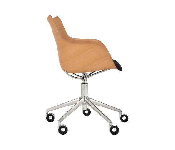 Q/WOOD Wheels Soft LIGHT WOOD/CHROME/BLACK | Fauteuils | Kartell