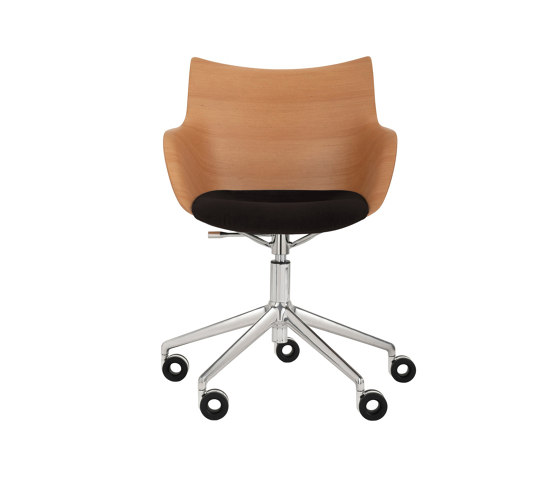 Q/WOOD Wheels Soft LIGHT WOOD/CHROME/BLACK | Armchairs | Kartell