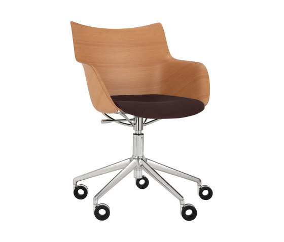 Q/WOOD Wheels Soft LIGHT WOOD/CHROME/BROWN | Armchairs | Kartell