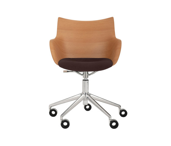 Q/Wood Rotelle Soft Legno Chiaro/Cromo/Marrone | Poltrone | Kartell