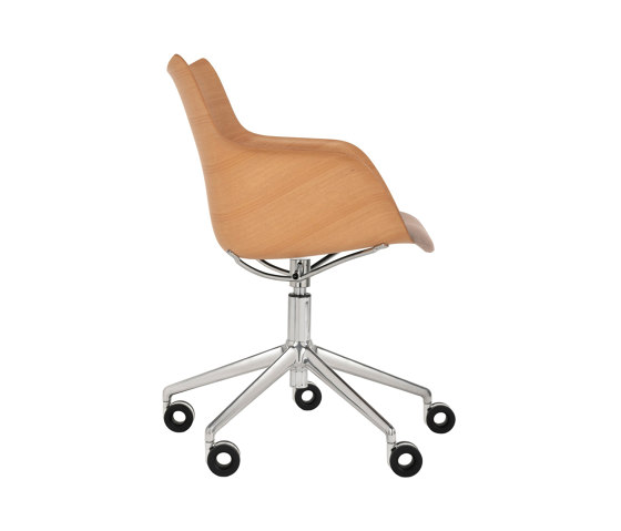 Q/WOOD Wheels Soft LIGHT WOOD/CHROME/BROWN | Sillones | Kartell