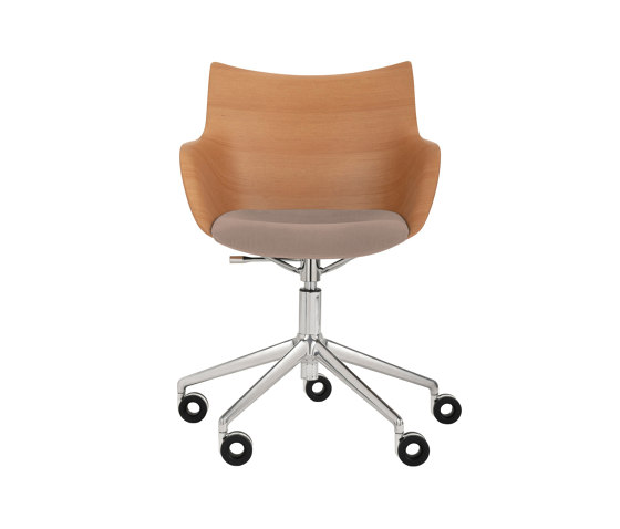 Q/Wood Rotelle Soft Legno Chiaro/Cromo/Ecrù | Poltrone | Kartell