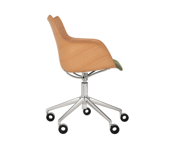 Q/WOOD Wheels Soft LIGHT WOOD/CHROME/GREEN | Fauteuils | Kartell