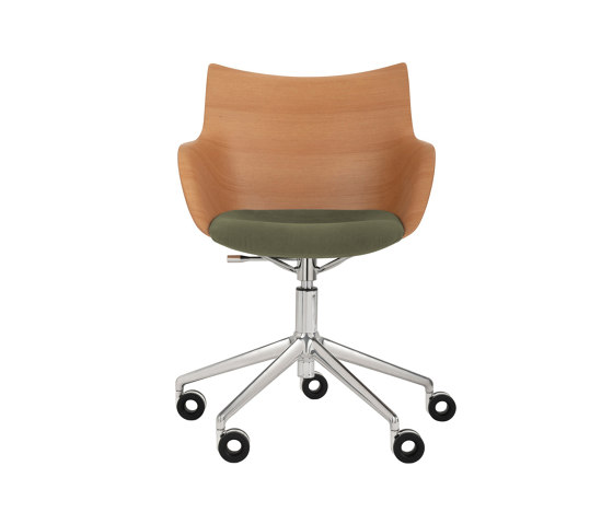 Q/WOOD Wheels Soft LIGHT WOOD/CHROME/GREEN | Poltrone | Kartell