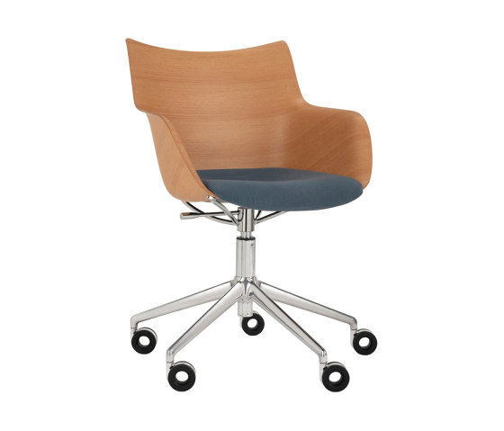 Q/WOOD Wheels Soft LIGHT WOOD/CHROME/LIGHT BLUE | Armchairs | Kartell