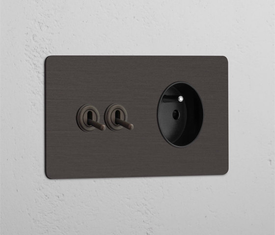 Double 2x Toggle & French Module Round | Switches with integrated sockets (Schuko) | Corston Architectural Detail