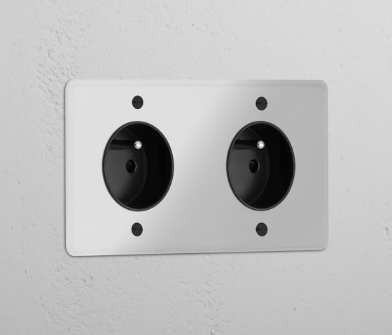 Double 2x French Power Module Round | Sockets | Corston Architectural Detail