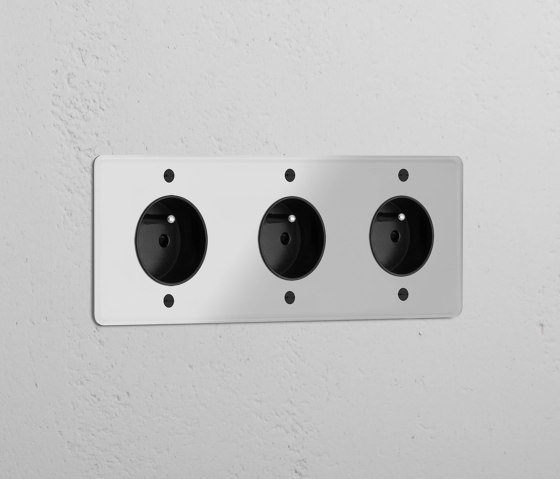 Triple 3x French Power Module Round | Sockets | Corston Architectural Detail