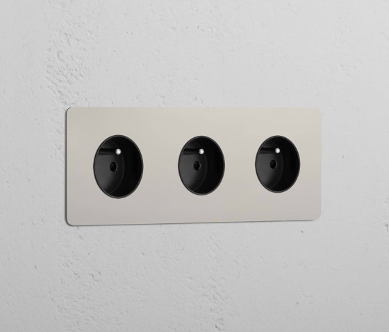 Triple 3x French Power Module Round | Sockets | Corston Architectural Detail