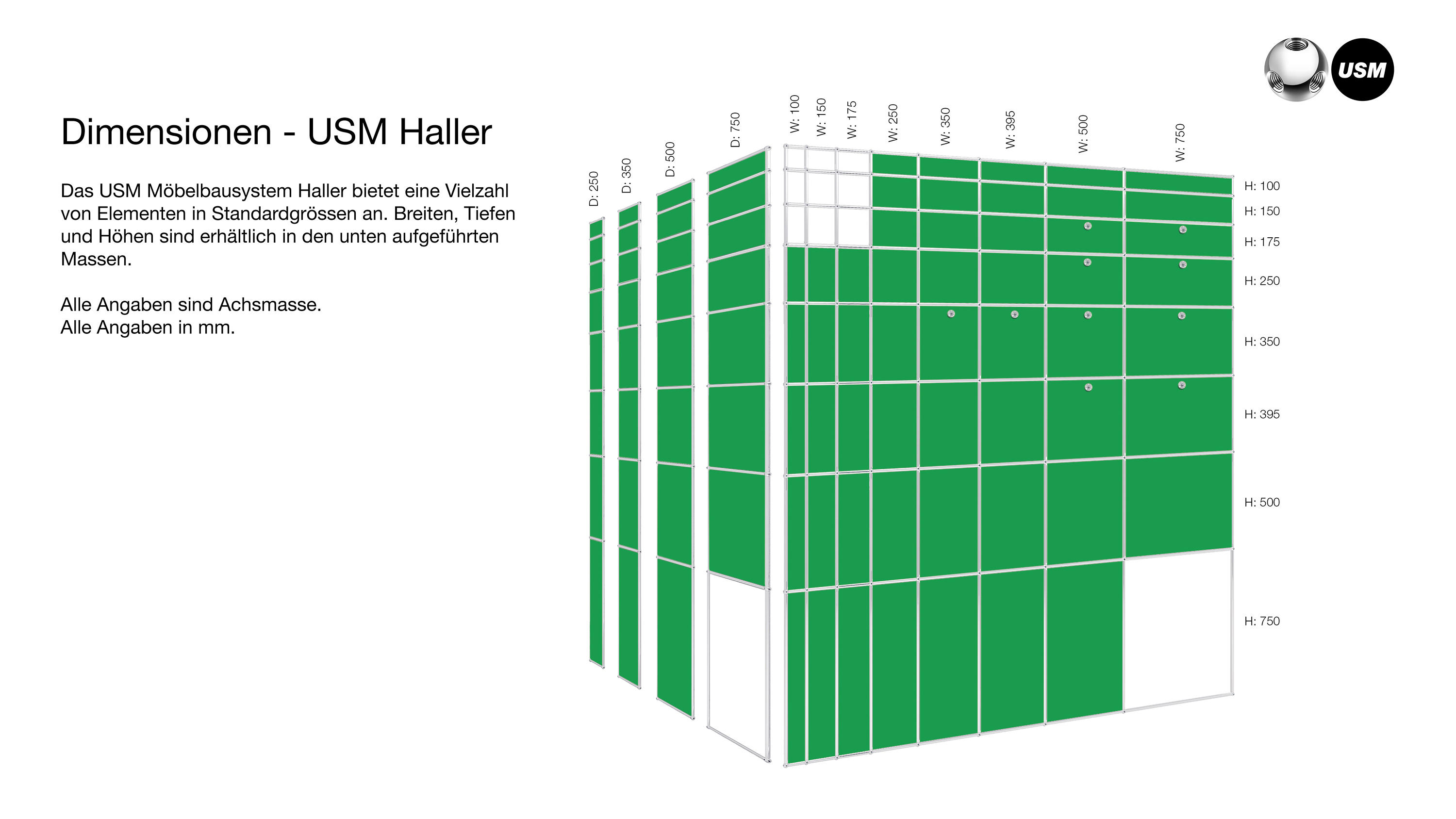 1 Original USM Haller Material Shell Black 2 compartments 3cm Height 