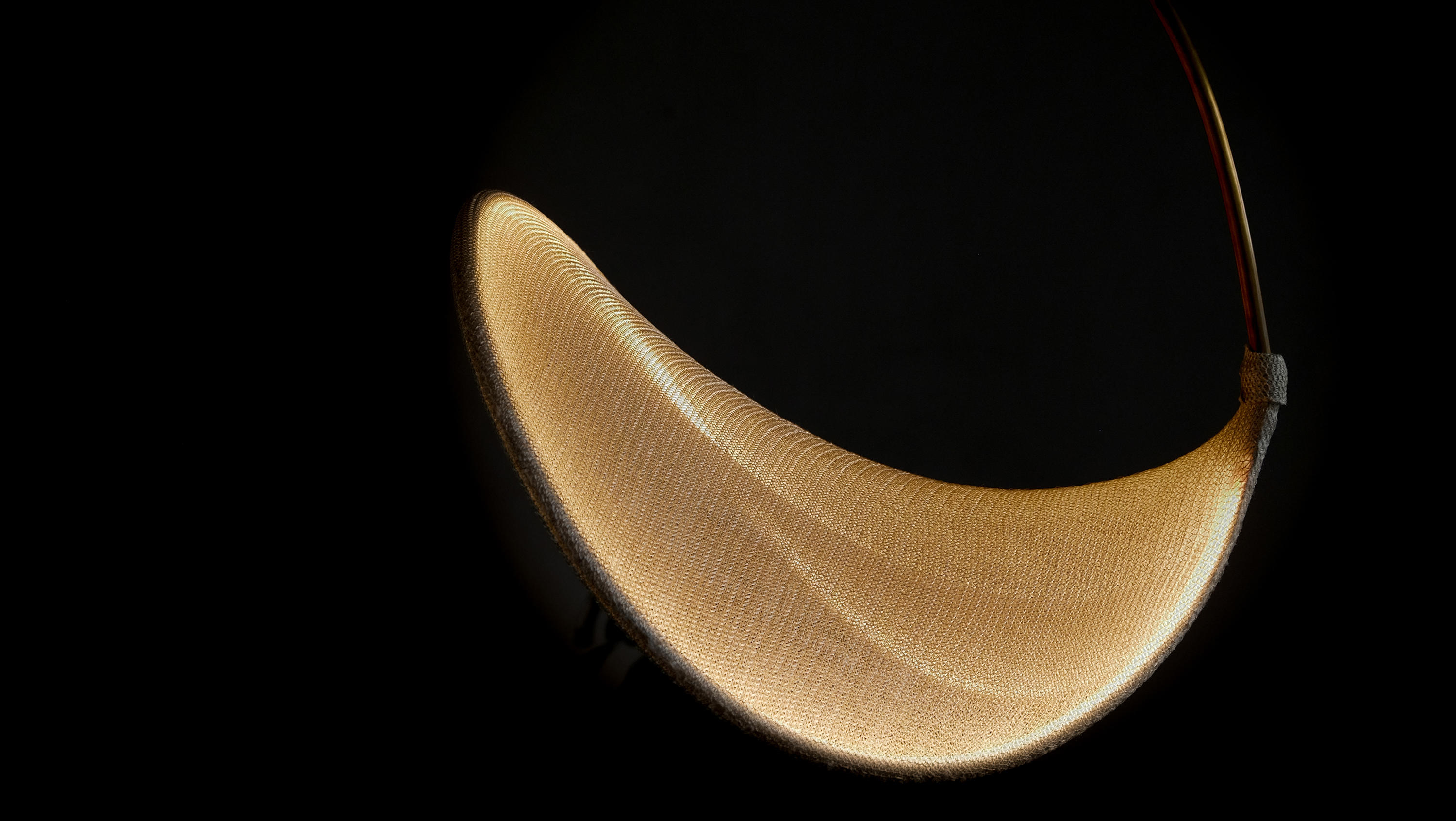 llll.05  Golden coloured sculptural led light stretched fabric - llll