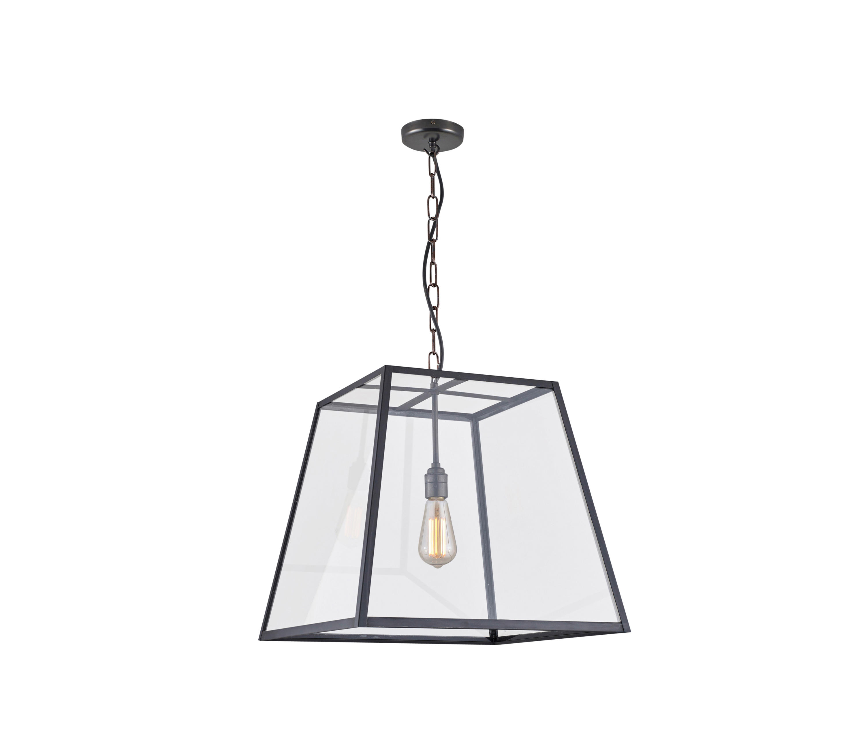 7636 Quad Pendant, Internally Glass, Large, Weathered Brass, Clear