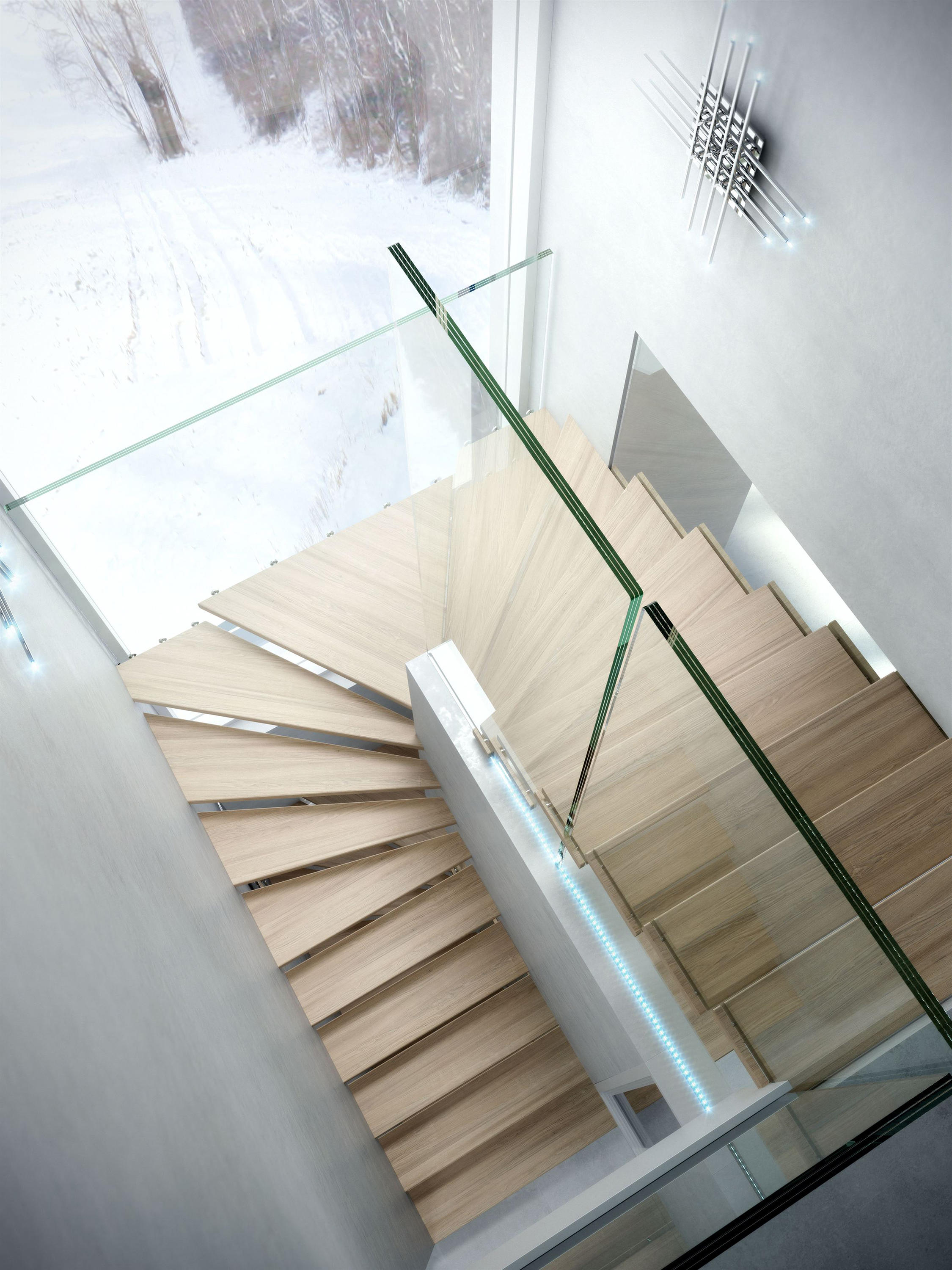 Mistral escalier en verre avec LED - Siller Escaliers