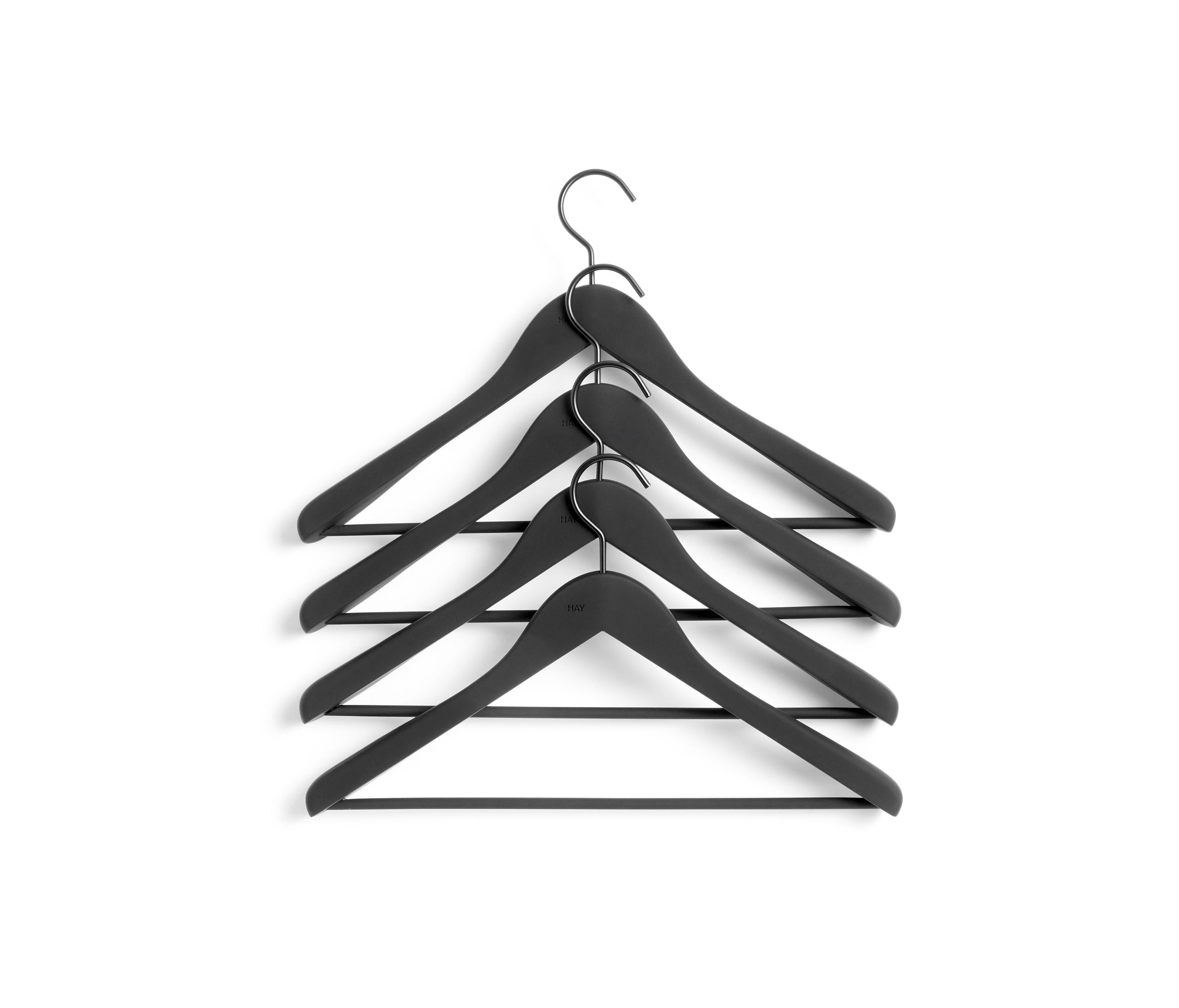 Soft coat hanger wide, black, 4 pcs