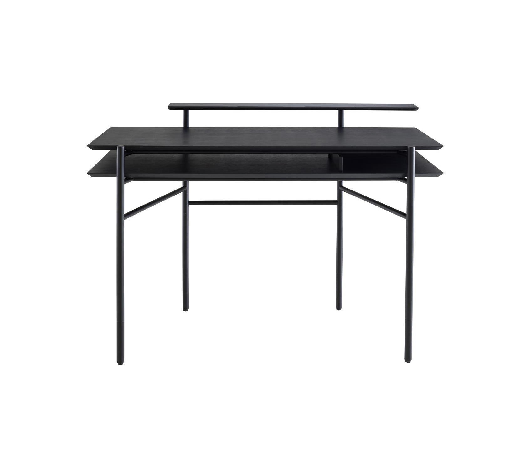 Clyde Desk Top In Black Stained Oak Black Lacquered Steel Base