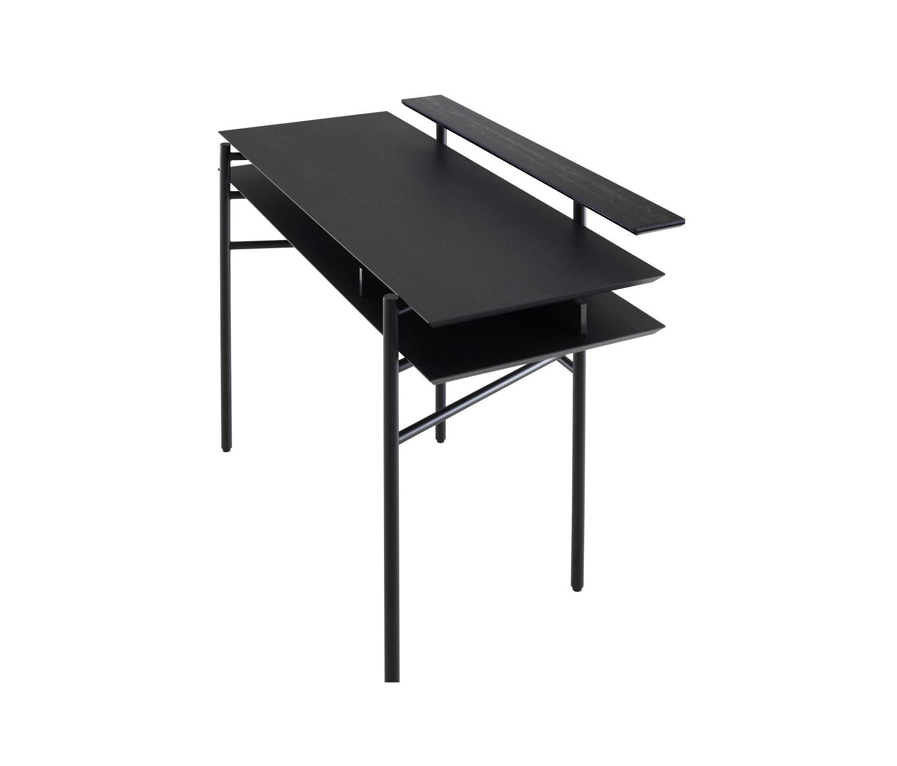 Clyde Desk Top In Black Stained Oak Black Lacquered Steel Base