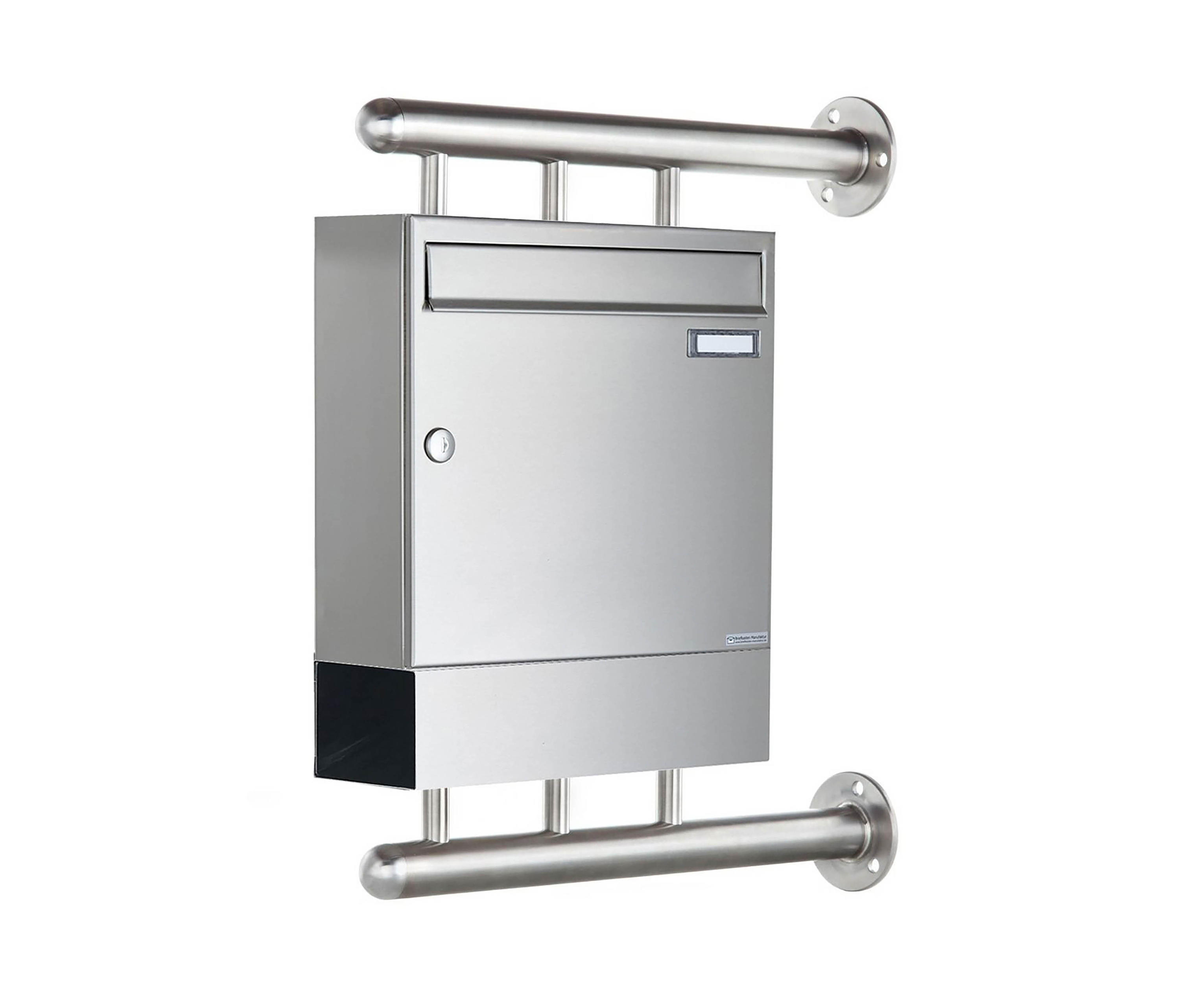 Basic | Edelstahl Briefkasten BASIC 810 W mit Zeitungsfach zur seitlichen Wandmontage | Architonic
