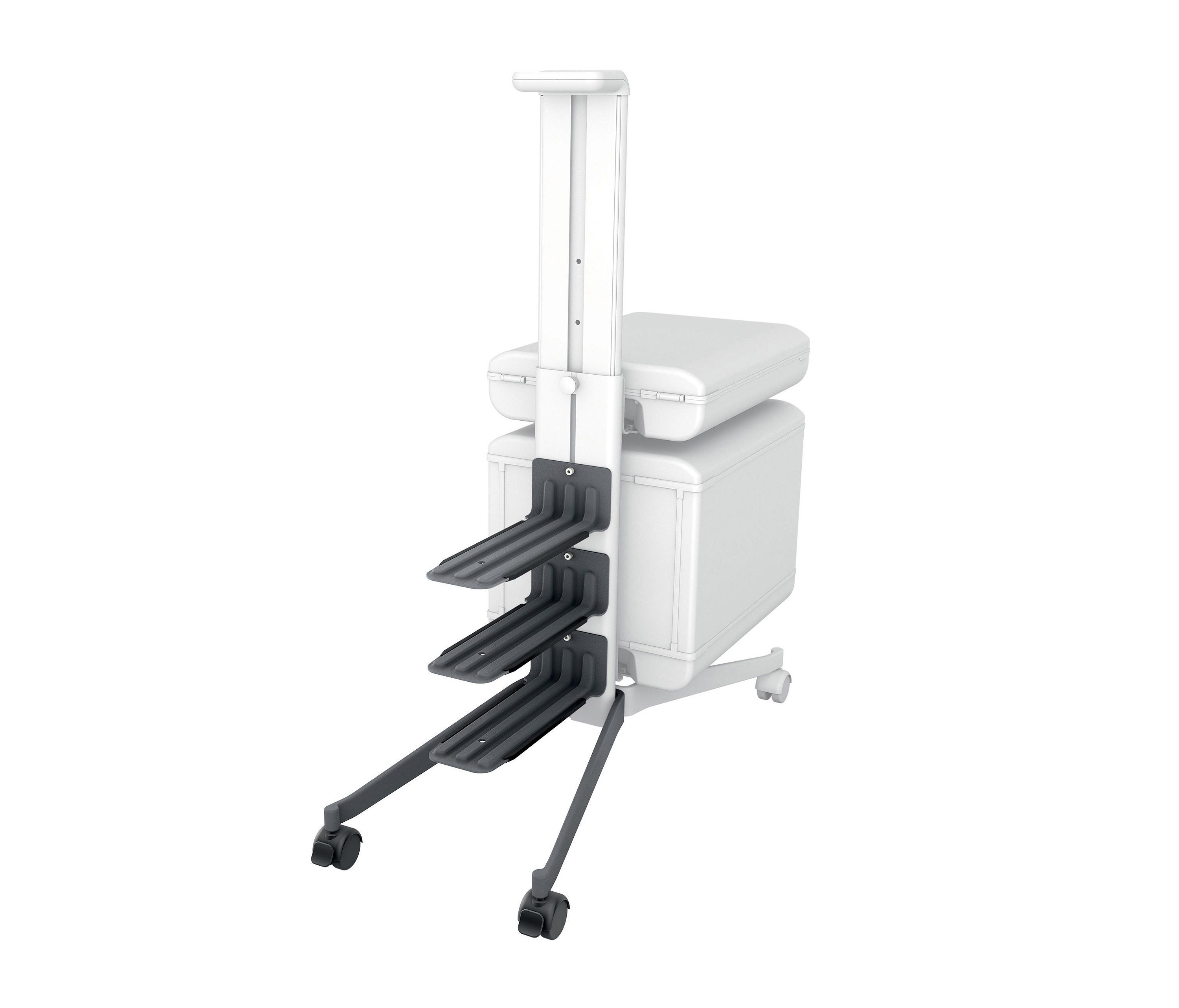 add-on set for Workplace office caddy MI200, to convert the caddy to a  two-sided mobile pedestal